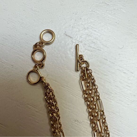 Baublebar Lariat 3 layer Gold Tone Chain Necklace NEW MSRP $58 - Picture 4 of 5